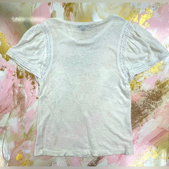 J. Crew white flutter sleeve linen tee top XXS - Picture 2 of 5